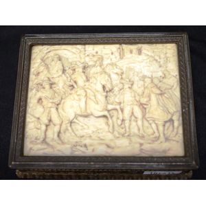 Vintage carved ivory decorated metal casket well carved ivory…