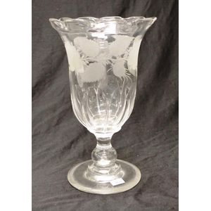 Victorian Etched Glass Celery Vase with Footed Base - British ...