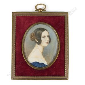 An early 20th century portrait miniature of a young woman, in…
