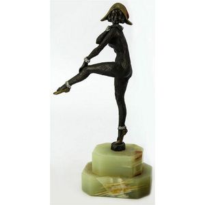 Art Deco cold painted bronze figure of a dancing lady with one…