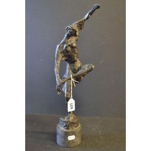 Original bronze figure on black granite base, signed Gabriel…