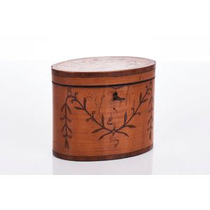 Georgian oval satinwood and marquetry tea caddy, c. 1790,…