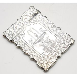 A hallmarked sterling silver card case, H&T Birmingham c1856 9.…