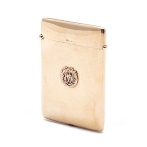 A 9ct gold card case, applied with letters 'Lm cm' within a…