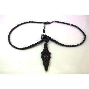 French Jet necklace with pendant, 46 cm long approx (necklace&hellip;