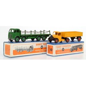 Two Dinky models, including 505 Foden flat truck with chains,…