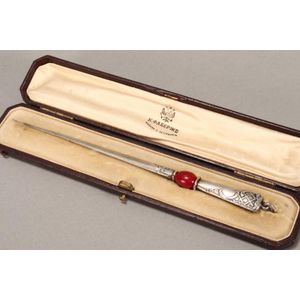 Russian paper knife, of slender tapering form, accented with…