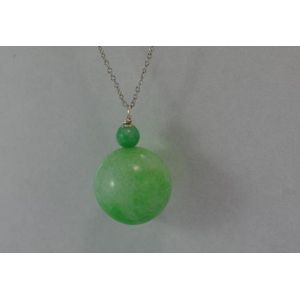 Jade Ball Pendant on White Gold Chain - Pendants/Lockets - Jewellery