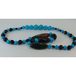 Matinee length turquoise and onyx necklace, with other…