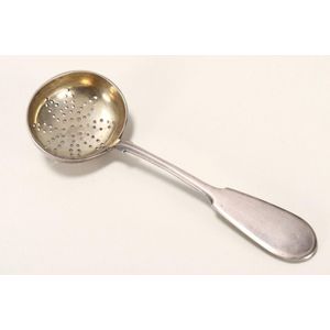 Russian silver strainer, marked 84, A.C//1896, Hi, with fiddle…