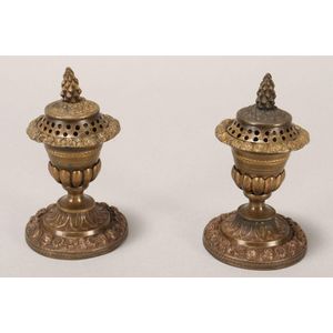 Pair of Regency bronze pastille burners, c.1820, of neo…