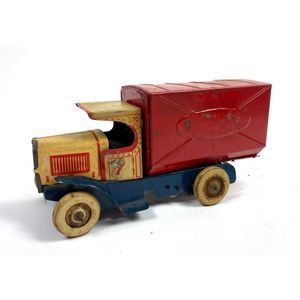A tin plate litho wind up delivery truck number 7, possibly…