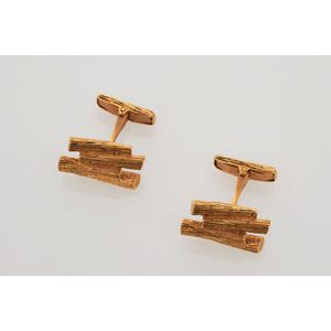 Pair of 18 ct yellow gold cufflinks, c. 1970, 18 ct yellow gold&hellip;