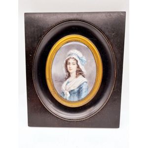 Hand painted miniature, 19th century French portrait miniature…