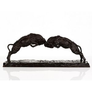 Leon Barrenechea (Spanish, 1892-1947), bronze Butting rams…