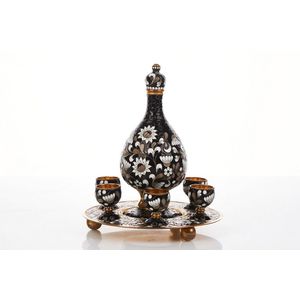 Gilt-silver and enamel drinking set, decorated with floral…