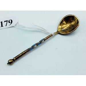 Russian 84 silver enamel teaspoon, 19th century gilded Russian…