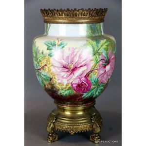 Bronze-mounted Porcelain Vase with Peony and Prunus Decoration ...