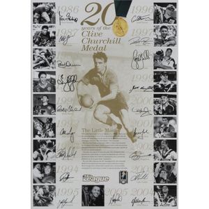 Autographs '20 Years of the Clive Churchill Medal' print with…