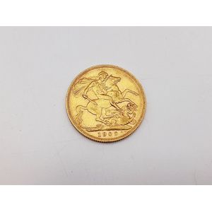 1909 full gold sovereign, St George and the dragon