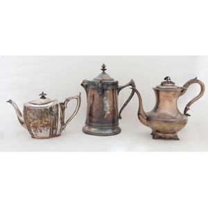 Antique silver plated coffee pot, tea pot and water pot, 19th…