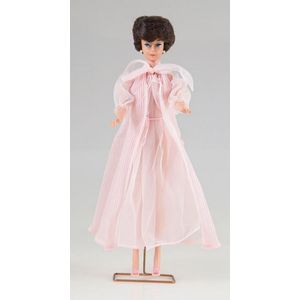 Bubble cut Barbie, brunette, red swimsuit, wearing Nighty…