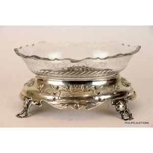 An antique Austrian 800 silver and glass centrepiece bowl,…