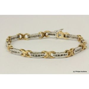 A diamond set line bracelet. 9ct yellow and white gold, made as&hellip;