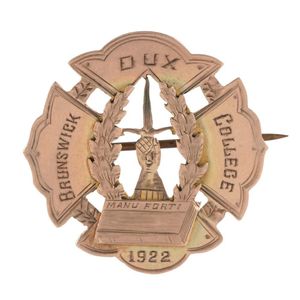 Education Award: 9ct gold badge (4.9gms) engraved 'Brunswick…