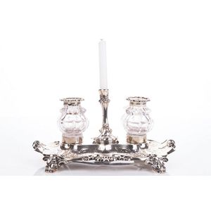 Victorian sterling silver ink stand, mark of Thomas Bradbury &…