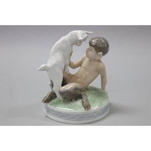 Royal Copenhagen Porcelain figure group, faun and goat (498),&hellip;
