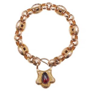 An antique gold bracelet, the fancy belcher link bracelet with…