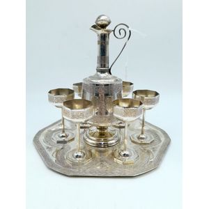 Persian silver decanter set, stunning six person service on…