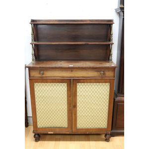 Antique English Regency rosewood chiffonier, turned brass…