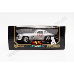 Boxed as new Burago 1:18 scale Mercedes 300SL mille Miglia 1955