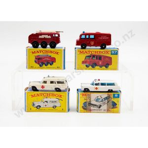 Four boxed Matchbox early issue 1-75 models 64 Cadillac…