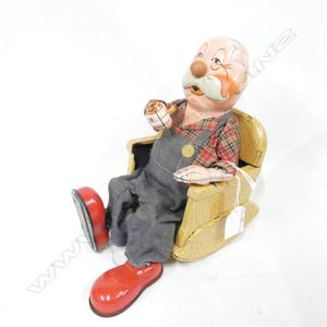 Tin plate Grandpa in rocking chair made in Japan height 22 cm,…