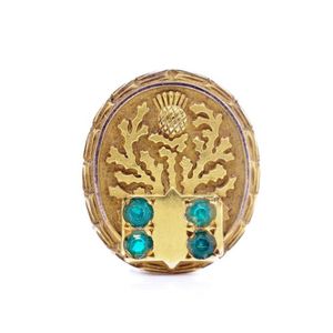 Paste set 10ct rose gold lapel pin marked 10k, weight 1.8 grams