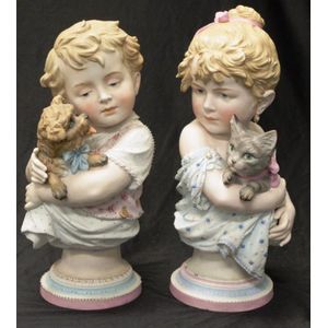 PAIR of Vintage French Or German Bisque Beautiful Condition Faerie Garden Figurines