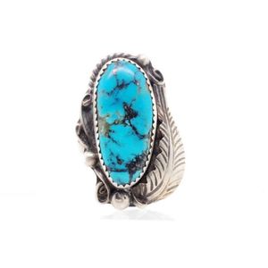 Native American turquoise & silver ring marked Richard & Mary&hellip;