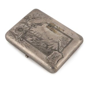 A Russian silver and niello cigarette case, finely crafted with…