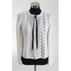 Louis Vuitton White Cardigan with Leather Tie (Size FR38
