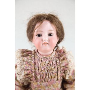 Simon & Halbig bisque doll, blue sleeping eyes, pierced ears,…