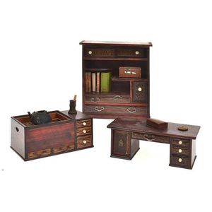 Three Japanese Meiji Chinese dolls house furniture pieces and…
