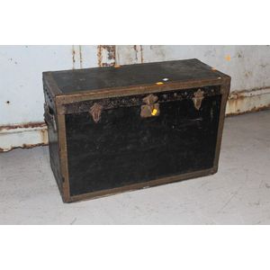 Antique 1920 Mendel Trunx Steamer Trunk with Leather and Brass and