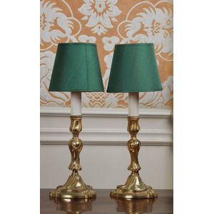 A pair of Louis XV period gilt bronze candlesticks converted to…