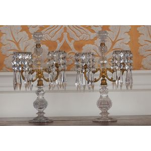 A pair of fine quality George IV gilt-bronze and crystal…