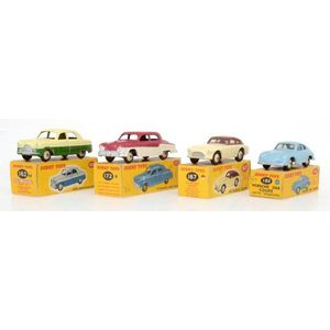 Four Dinky models, including 182 Porsche 356A Coupe, 162 Ford…