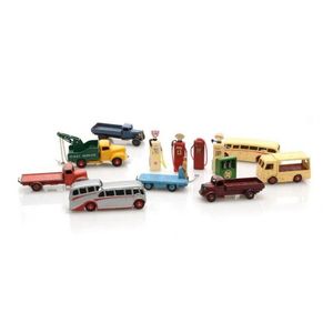 Collection of Dinky toys, including 2 buses, 5 trucks, 4 petrol…