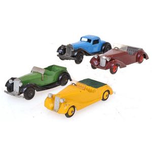 Four Dinky models, including no. 36B Bentley, blue with black…